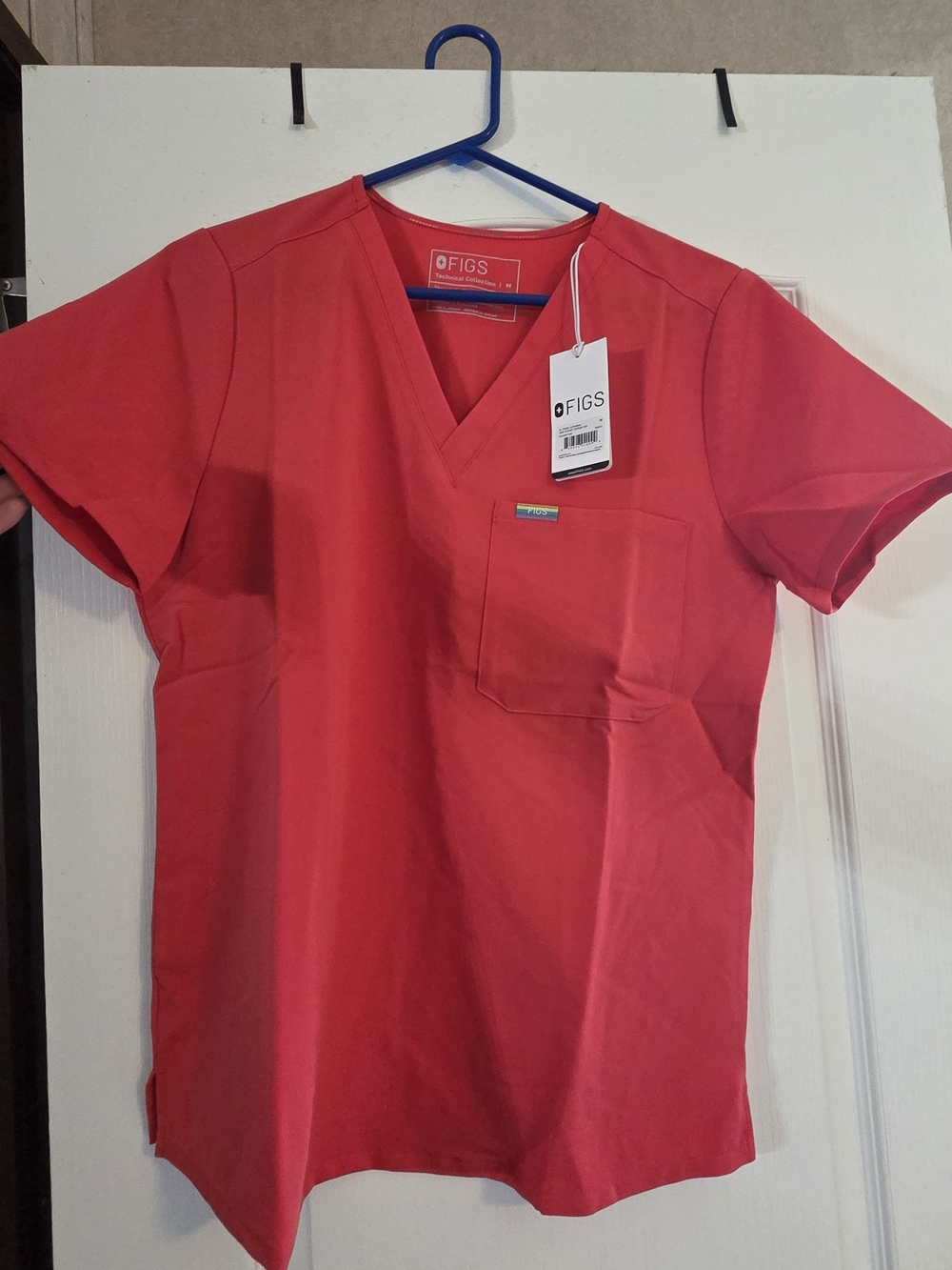 FIGS Women's V-Neck Medical Scrub Top in Crimson